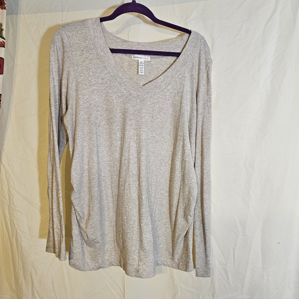 Ambiance Tan V-Neck Long Sleeve Top